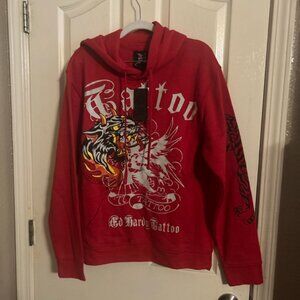 Ed Hardy Men's Tattoo Red Hoodie Size Medium New With Tags Red Pullover tiger